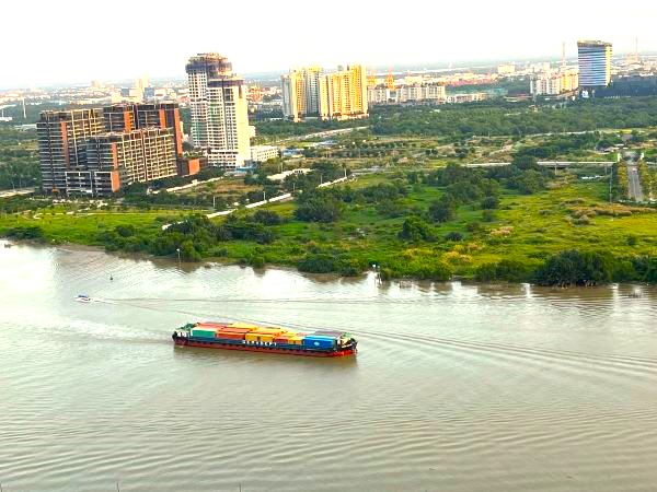 Southbound Cargo boat on the  Saigon River