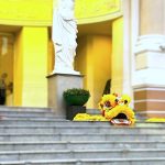 Lion dance costumes on Saigon Opera House steps